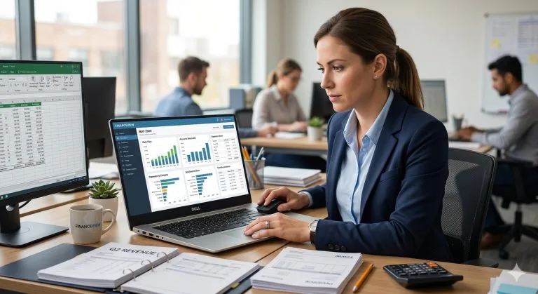 lady using accounting software