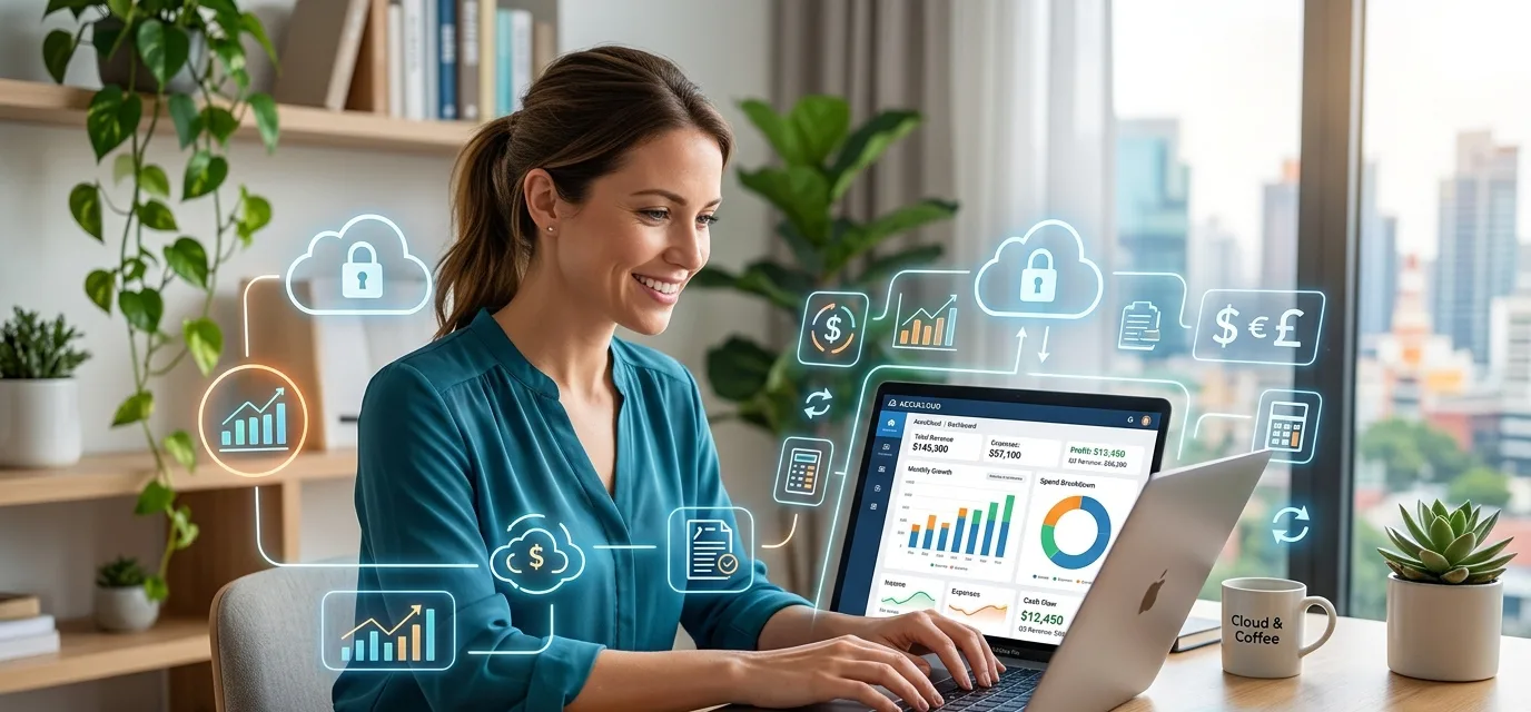 woman using cloud accounting software