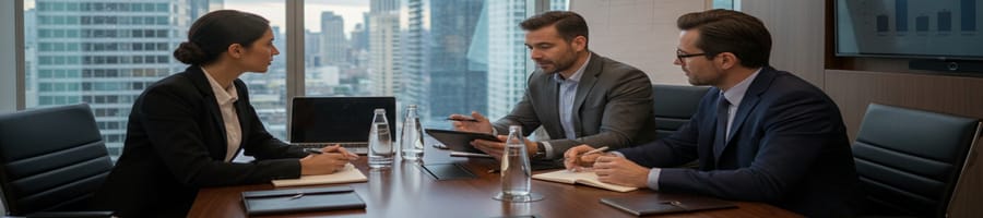 three officemates discussing business