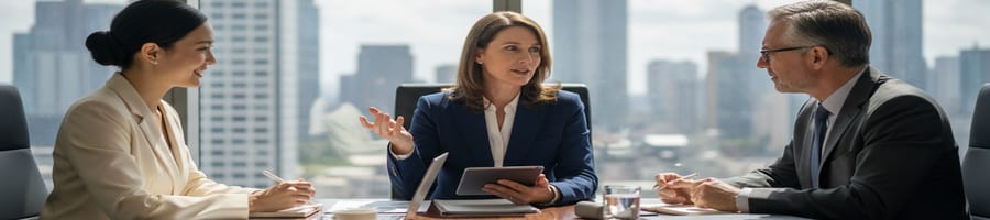 three people talking in the meeting