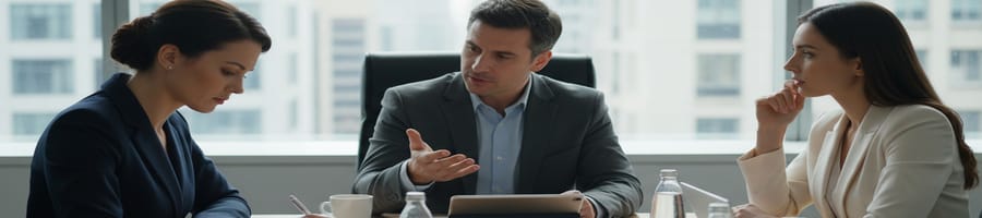 two people talking while the other one is taking notes