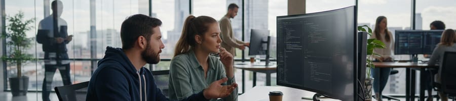 two people working on a computer