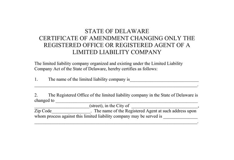 Official Delaware registered-agent change filing source screenshot showing the change filing information