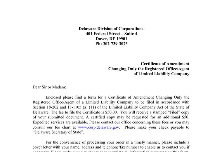 Official Delaware registered-agent requirements source screenshot showing agent requirements and filing details