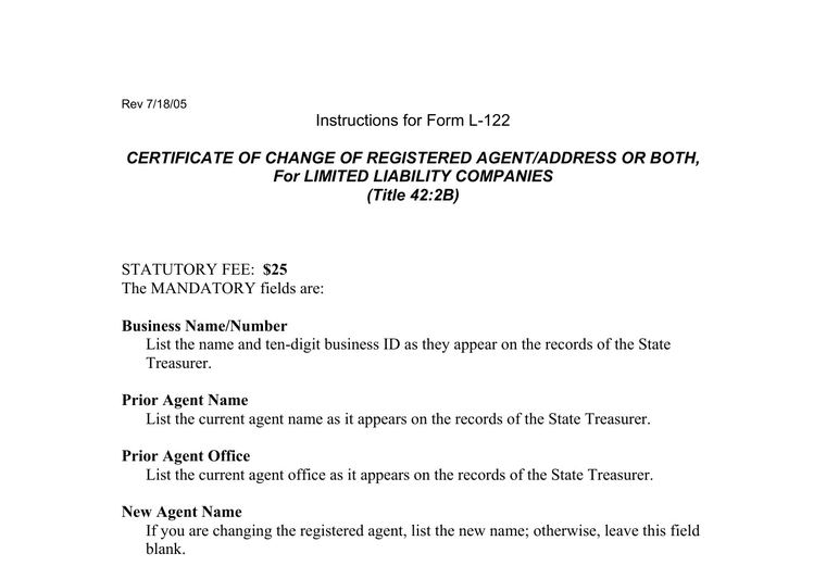 Official New Jersey registered-agent change filing source screenshot showing the change filing information