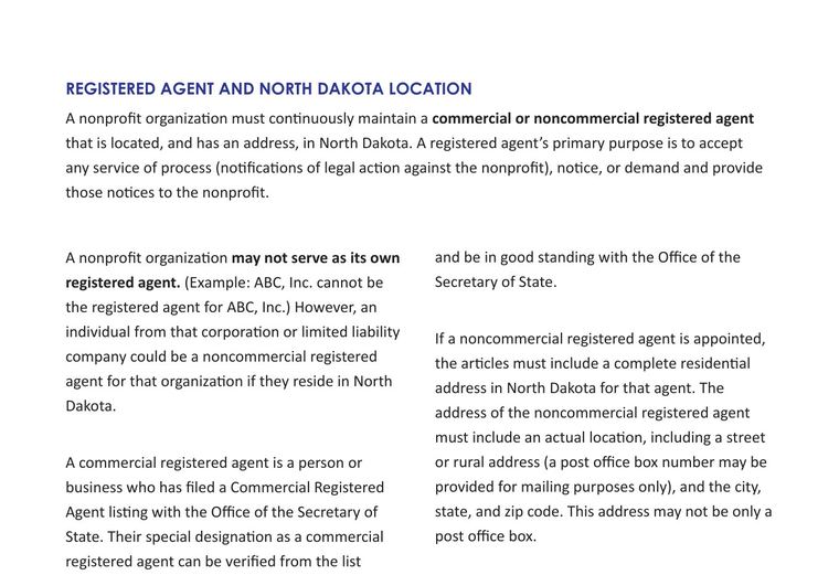 Official North Dakota registered-agent change filing source screenshot showing the change filing information